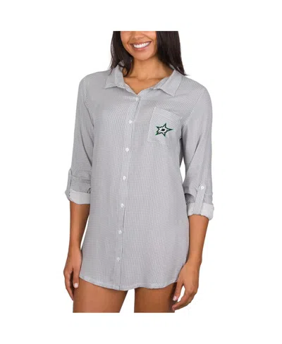 Concepts Sport Women's Gray/white Dallas Stars Melody Woven Button-up Long Sleeve Nightshirt