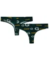 Concepts Sport Women's Green Green Bay Packers Mosaic All Over Print Thong In Black