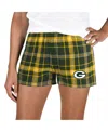 Concepts Sport Women's Green/gold Green Bay Packers Ultimate Flannel Shorts In Multi