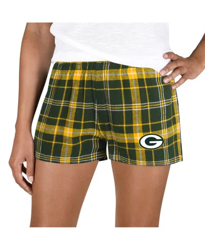 Concepts Sport Women's Green/gold Green Bay Packers Ultimate Flannel Shorts In Multi