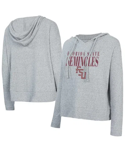 Concepts Sport Women's Heather Gray Florida State Seminoles Juniper Soft Modest Cropped Long Sleeve Hoodie Top