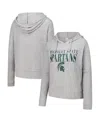 Concepts Sport Women's Heather Gray Michigan State Spartans Juniper Soft Modest Cropped Long Sleeve Hoodie Top In Multi