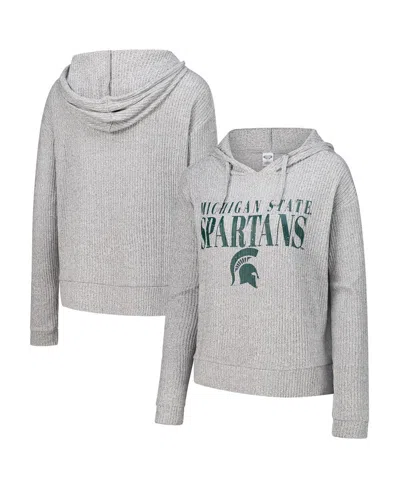 Concepts Sport Women's Heather Gray Michigan State Spartans Juniper Soft Modest Cropped Long Sleeve Hoodie Top In Multi