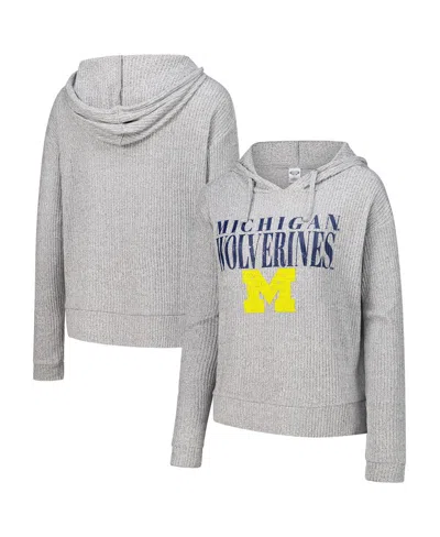 Concepts Sport Women's Heather Gray Michigan Wolverines Juniper Soft Modest Cropped Long Sleeve Hoodie Top In Metallic