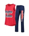Concepts Sport Women's Heather Red/heather Navy Columbus Blue Jackets Meter Muscle Tank Top Pants Sleep Set In Heather Red,heather Navy
