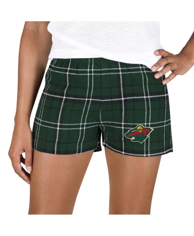 Concepts Sport Women's Hunter Green/black Minnesota Wild Ultimate Flannel Shorts In Multi
