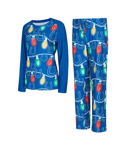Concepts Sport Women's Indianapolis Colts Garland Knit Raglan Long Sleeve Top And Pants Set In Blue