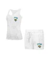 Concepts Sport Women's Jacksonville Jaguars Quartz Hacci Knit Tank Top Shorts Sleep Set In Cream,gray