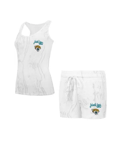 Concepts Sport Women's Jacksonville Jaguars Quartz Hacci Knit Tank Top Shorts Sleep Set In Cream,gray