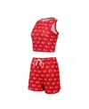 Concepts Sport Women's Kansas City Chiefs Gauge Allover Print Cropped Tank Top And Shorts Sleep, Set Of 2 In Red