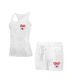 Concepts Sport Women's Kansas City Chiefs Quartz Hacci Knit Tank Top Shorts Sleep Set In Cream Gray
