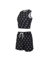 Concepts Sport Women's Las Vegas Raiders Gauge Allover Print Cropped Tank Top Shorts Sleep Set In Black