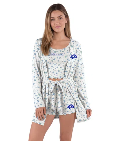 Concepts Sport Women's Los Angeles Rams Hacci Knit Floral-print Tank, Shorts, And Robe, 3-piece Set In Multi