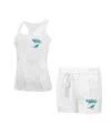 Concepts Sport Women's Miami Dolphins Quartz Hacci Knit Tank Top Shorts Sleep Set In White,gray