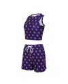 Concepts Sport Women's Minnesota Vikings Gauge Allover Print Cropped Tank Top Shorts Sleep Set In Blue