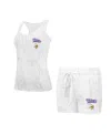 Concepts Sport Women's Minnesota Vikings Quartz Hacci Knit Tank Top Shorts Sleep Set In White,gray