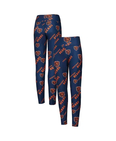 Concepts Sport Women's Navy Chicago Bears Breakthrough Allover Print Knit Sleep Leggings In Blue