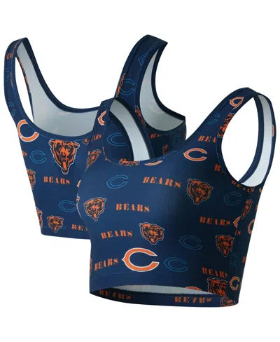 Concepts Sport Women's Navy Chicago Bears Mosaic Allover Print Bralette In Blue
