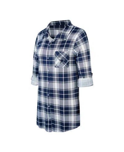 Concepts Sport Women's Navy Dallas Cowboys Ashford Plaid Knit Nightshirt In Blue