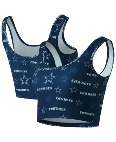 Concepts Sport Women's Navy Dallas Cowboys Mosaic Allover Print Bralette In Blue
