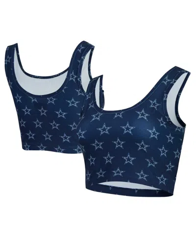 Concepts Sport Women's Navy Dallas Cowboys Record Allover Print Bralette In Blue