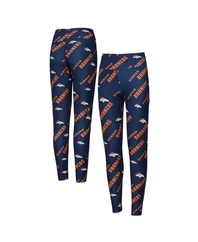 Concepts Sport Women's Navy Denver Broncos Breakthrough Allover Print Knit Sleep Leggings In Blue