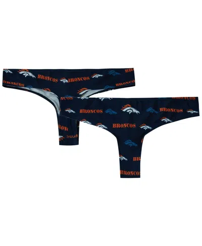 Concepts Sport Women's Navy Denver Broncos Mosaic All Over Print Thong In Blue
