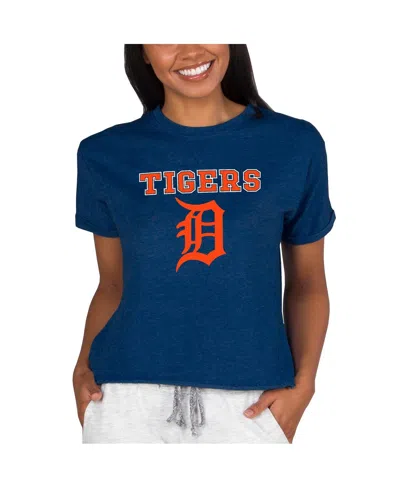 Concepts Sport Women's Navy Detroit Tigers Tri-blend Mainstream Terry Short Sleeve Sweatshirt Top In Blue