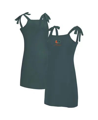 Concepts Sport Women's Navy Miami Hurricanes Tie-shoulder Nightdress In Green