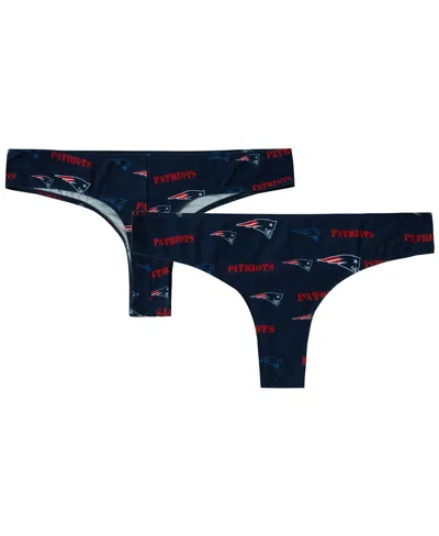 Concepts Sport Women's Navy New England Patriots Mosaic All Over Print Thong In Blue