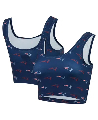 Concepts Sport Women's Navy New England Patriots Record Allover Print Bralette In Blue