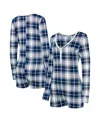 Concepts Sport Women's Navy New York Yankees Ashford Plaid V-neck Knit Romper