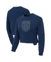 Concepts Sport Women's Navy San Diego Fc Tri-blend Darby Knit Long Sleeve Crop Top In Blue