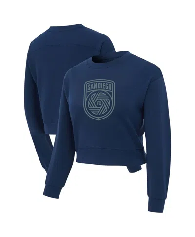 Concepts Sport Women's Navy San Diego Fc Tri-blend Darby Knit Long Sleeve Crop Top In Blue