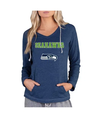 Concepts Sport Women's Navy Seattle Seahawks Mainstream Tri-blend Raglan Hoodie V-neck Top In Blue