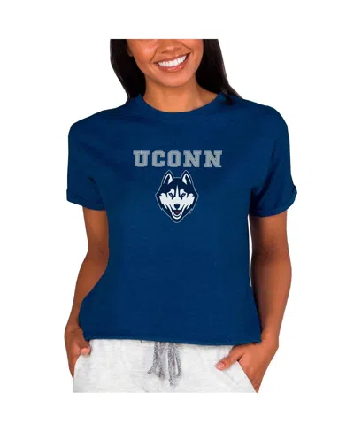 Concepts Sport Women's Navy Uconn Huskies Mainstream Terry Tri-blend Top In Blue