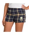 Concepts Sport Women's Navy/gold Notre Dame Fighting Irish Ultimate Flannel Shorts In Blue