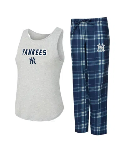 Concepts Sport Women's Navy/gray New York Yankees Regulate Tank Pant Set In Blue