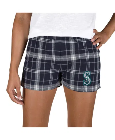 Concepts Sport Women's Navy/gray Seattle Mariners Ultimate Flannel Shorts In Blue