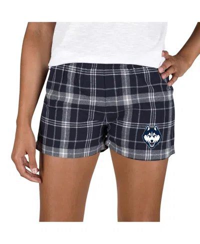 Concepts Sport Women's Navy/gray Uconn Huskies Ultimate Flannel Shorts In Blue