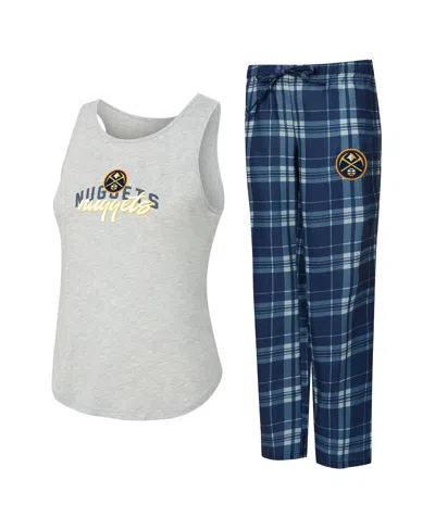 Concepts Sport Women's Navy/heather Gray Denver Nuggets Regulate Tank Pant Set In Blue