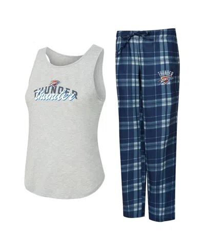 Concepts Sport Women's Navy/heather Gray Oklahoma City Thunder Regulate Tank Pant Set In Blue
