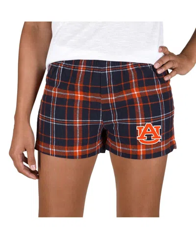 Concepts Sport Women's Navy/orange Auburn Tigers Ultimate Flannel Shorts In Black