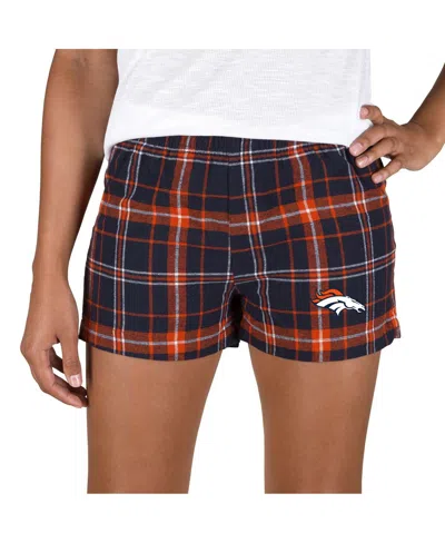 Concepts Sport Women's Navy/orange Denver Broncos Ultimate Flannel Shorts In Multi