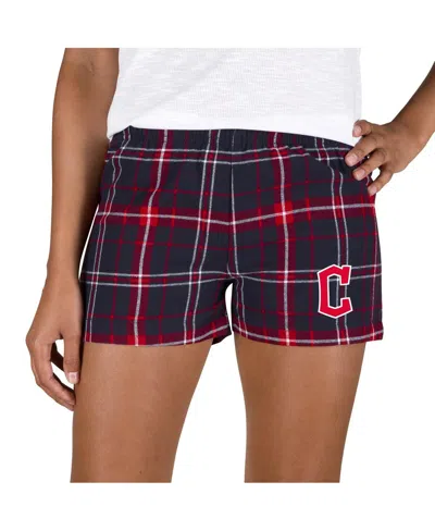 Concepts Sport Women's Navy/red Cleveland Guardians Ultimate Flannel Shorts In Multi