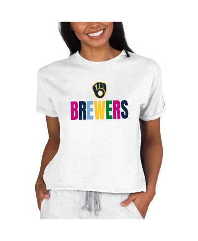 Concepts Sport Women's Oatmeal Milwaukee Brewers Mainstream Terry Top In White