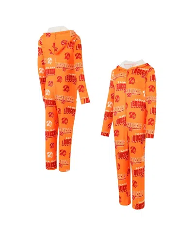 Concepts Sport Women's Orange Tampa Bay Buccaneers Throwback Roadway Allover Print Microfleece Full-zip Union Suit
