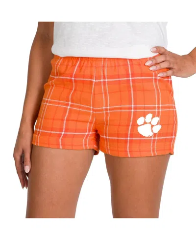 Concepts Sport Women's Orange/white Clemson Tigers Ultimate Flannel Shorts