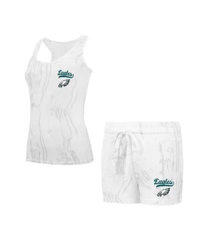 Concepts Sport Women's 2-piece White Philadelphia Eagles Plus Size Quartz Tank Top And Shorts Set In White,gray