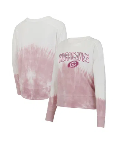 Concepts Sport Women's Pink/white Carolina Hurricanes Orchard Tie-dye Long Sleeve T-shirt In Pink,white